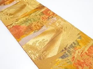 アンティーク　遠山に樹木風景模様織り出し袋帯(材料)